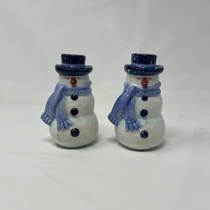 Snowman Salt & Pepper Shakers Hone China Ceramic Christmas Winter Kitchen Decor